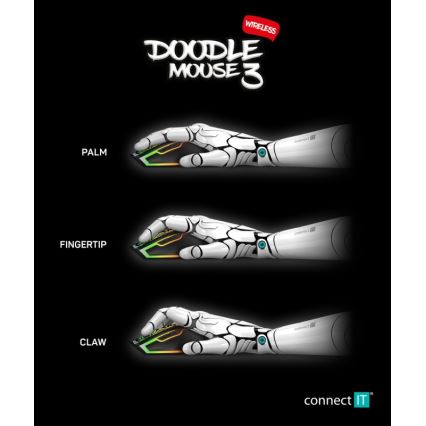 CONNECT IT CMO-3530-DD - LED RGB Ασύρματα επαναφορτιζόμενο gaming mouse 800/1200/1600/2400/4800 DPI 600 mAh μαύρο