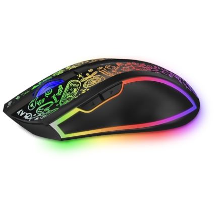 CONNECT IT CMO-3530-DD - LED RGB Ασύρματα επαναφορτιζόμενο gaming mouse 800/1200/1600/2400/4800 DPI 600 mAh μαύρο