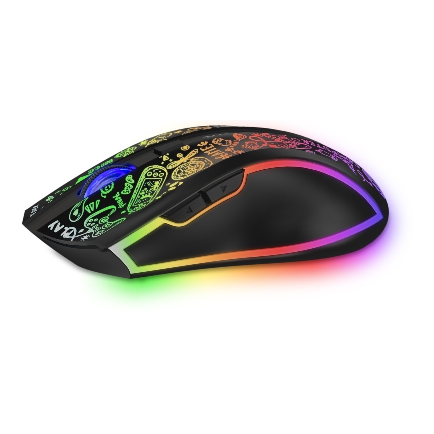 CONNECT IT CMO-3530-DD - LED RGB Ασύρματα επαναφορτιζόμενο gaming mouse 800/1200/1600/2400/4800 DPI 600 mAh μαύρο