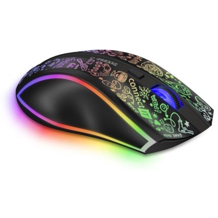 CONNECT IT CMO-3530-DD - LED RGB Ασύρματα επαναφορτιζόμενο gaming mouse 800/1200/1600/2400/4800 DPI 600 mAh μαύρο