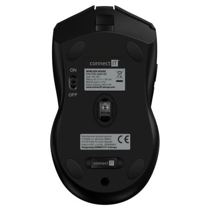 CONNECT IT CMO-3530-DD - LED RGB Ασύρματα επαναφορτιζόμενο gaming mouse 800/1200/1600/2400/4800 DPI 600 mAh μαύρο