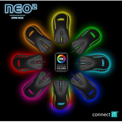 CONNECT IT CMO-3589-BK - LED RGB Ενσύρματο ποντίκι gaming 200-7200 DPI μαύρο