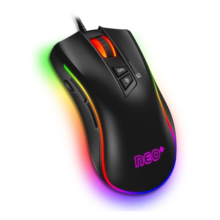 CONNECT IT CMO-3591-BK - LED RGB Ενσύρματο ποντίκι gaming 500-7200 DPI μαύρο