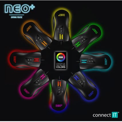 CONNECT IT CMO-3591-BK - Ενσύρματο RGB LED gaming ποντίκι 500-7200 DPI μαύρο