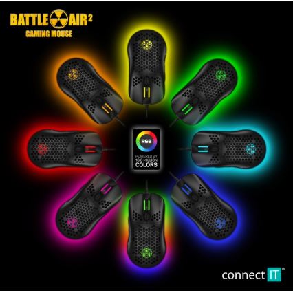 CONNECT IT CMO-5511-BK - LED RGB Ενσύρματο ποντίκι gaming 200-12800 DPI μαύρο