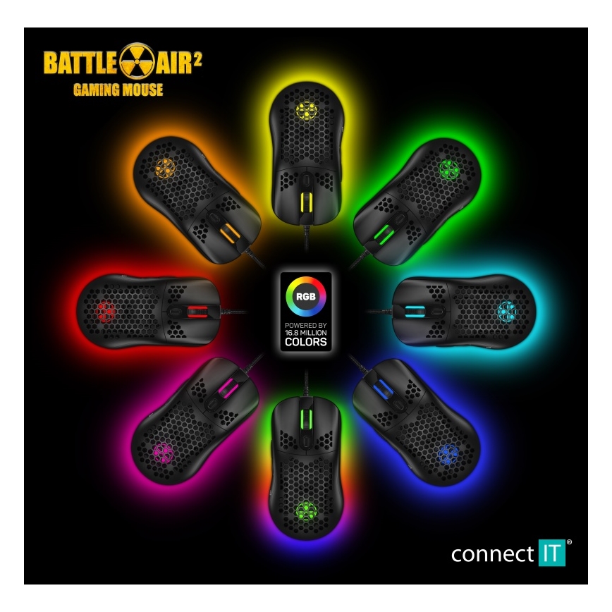 CONNECT IT CMO-5511-BK - LED RGB Ενσύρματο ποντίκι gaming 200-12800 DPI μαύρο