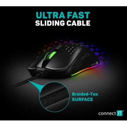 CONNECT IT CMO-5511-BK - LED RGB Ενσύρματο ποντίκι gaming 200-12800 DPI μαύρο