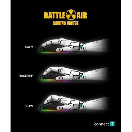 CONNECT IT CMO-5511-BK - LED RGB Ενσύρματο ποντίκι gaming 200-12800 DPI μαύρο