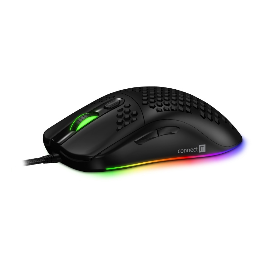 CONNECT IT CMO-5511-BK - LED RGB Ενσύρματο ποντίκι gaming 200-12800 DPI μαύρο