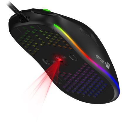 CONNECT IT CMO-5511-BK - LED RGB Ενσύρματο ποντίκι gaming 200-12800 DPI μαύρο