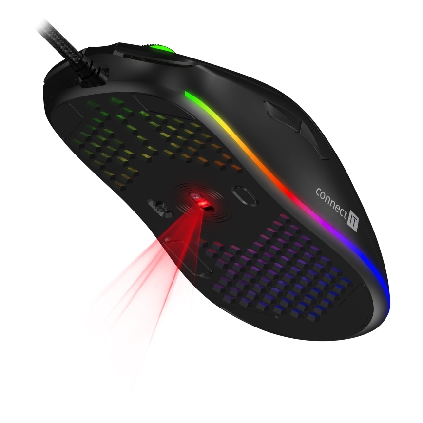 CONNECT IT CMO-5511-BK - LED RGB Ενσύρματο ποντίκι gaming 200-12800 DPI μαύρο