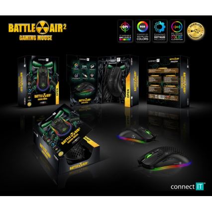 CONNECT IT CMO-5511-BK - LED RGB Ενσύρματο ποντίκι gaming 200-12800 DPI μαύρο