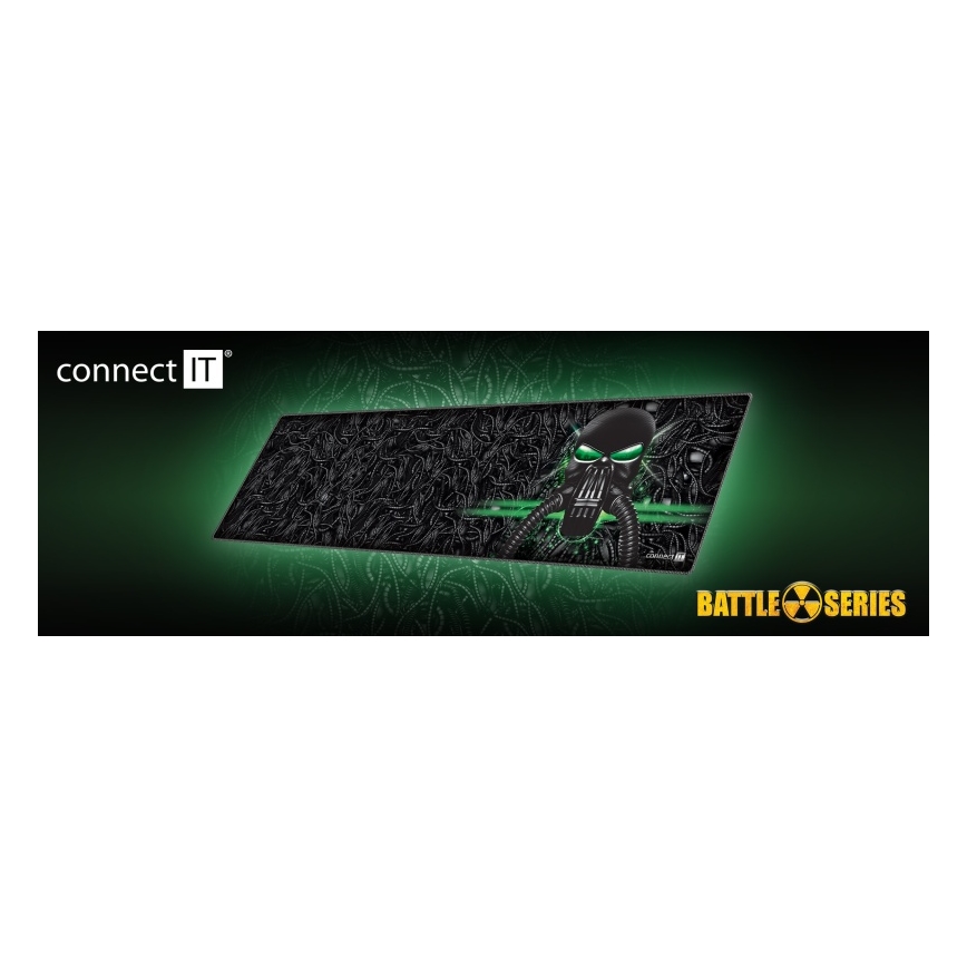 CONNECT IT CMP-1110-LG - Αντιολισθητική βάση για πληκτρολόγιο και ποντίκι 88,6x24,5 cm μαύρο/πράσινο