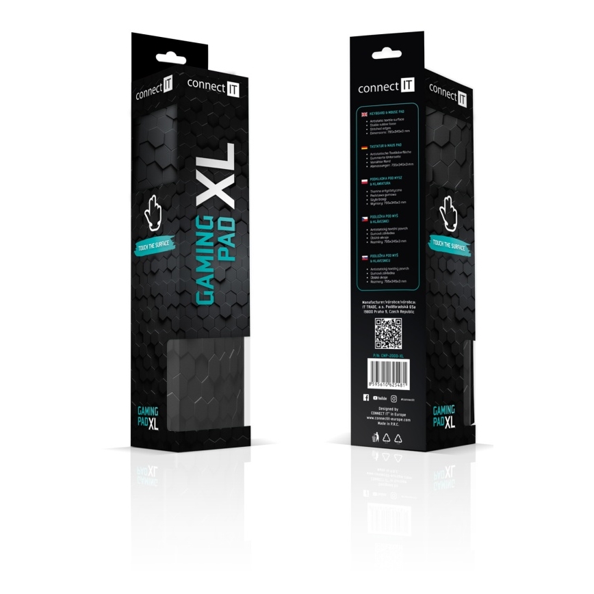 CONNECT IT CMP-2000-XL - Αντιολισθητική βάση για πληκτρολόγιο και ποντίκι 79,5x34,5 cm μαύρο