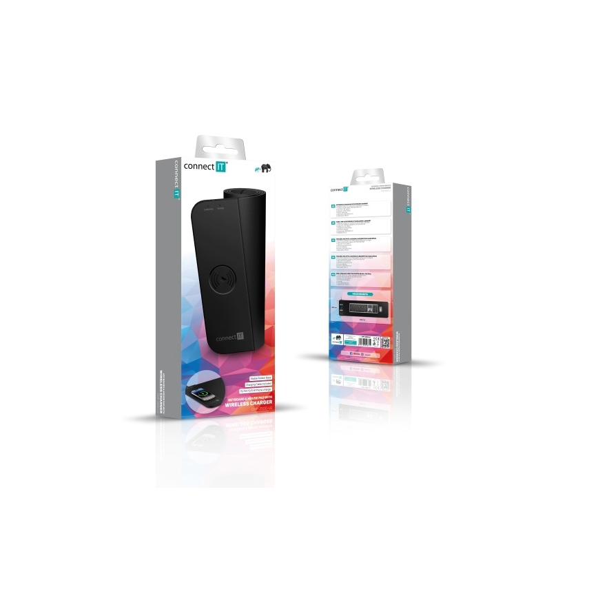 CONNECT IT CMP-2500-LG - Αντιολισθητική βάση για πληκτρολόγιο και ποντίκι with Qi ασύρματη φόρτιση 80x30 cm μαύρο