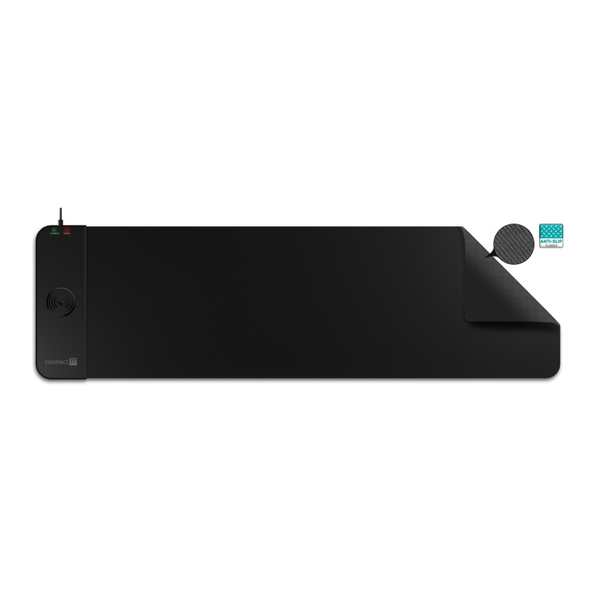 CONNECT IT CMP-2500-LG - Αντιολισθητική βάση για πληκτρολόγιο και ποντίκι with Qi ασύρματη φόρτιση 80x30 cm μαύρο