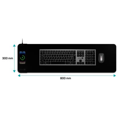 CONNECT IT CMP-2500-LG - Αντιολισθητική βάση για πληκτρολόγιο και ποντίκι with Qi ασύρματη φόρτιση 80x30 cm μαύρο