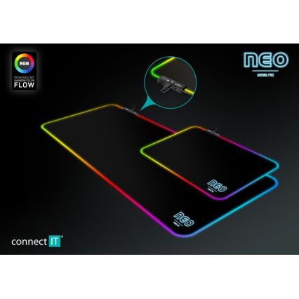 CONNECT IT CMP-3100-LG - Πληκτρολόγιο και ποντίκι για gaming με LED RGB 80x30 cm μαύρο