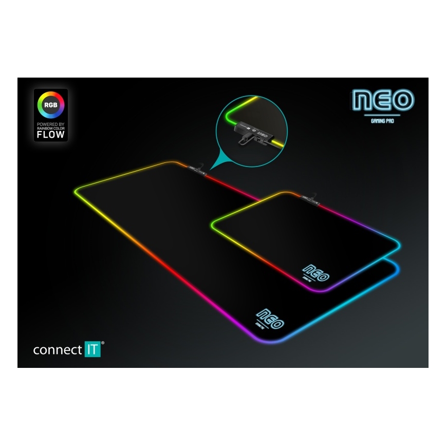CONNECT IT CMP-3100-LG - Πληκτρολόγιο και ποντίκι για gaming με LED RGB 80x30 cm μαύρο