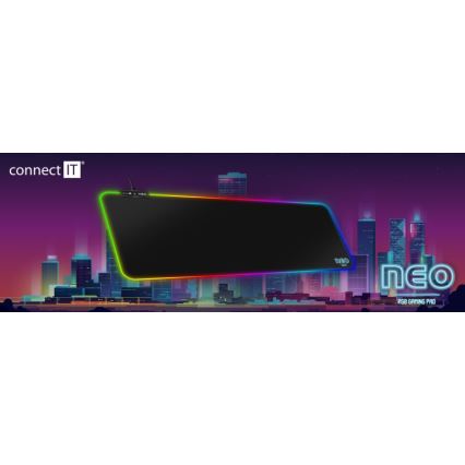 CONNECT IT CMP-3100-LG - Πληκτρολόγιο και ποντίκι για gaming με LED RGB 80x30 cm μαύρο