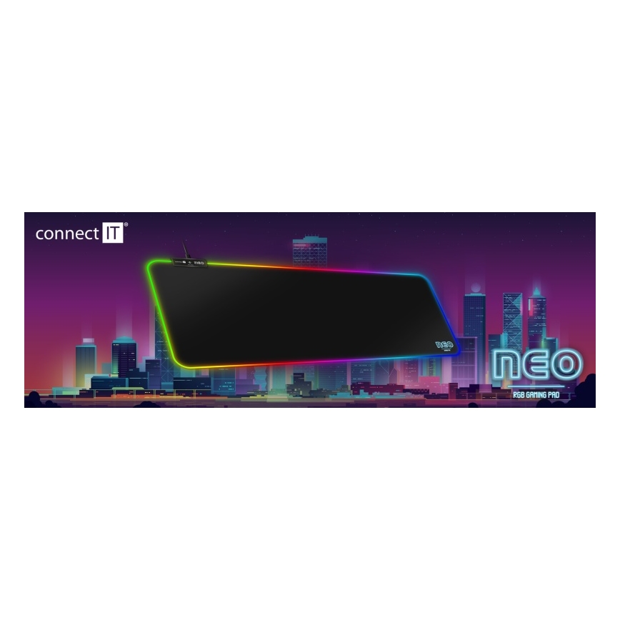 CONNECT IT CMP-3100-LG - Πληκτρολόγιο και ποντίκι για gaming με LED RGB 80x30 cm μαύρο