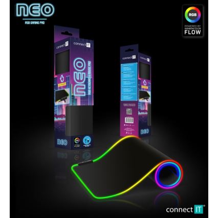 CONNECT IT CMP-3100-LG - Πληκτρολόγιο και ποντίκι για gaming με LED RGB 80x30 cm μαύρο