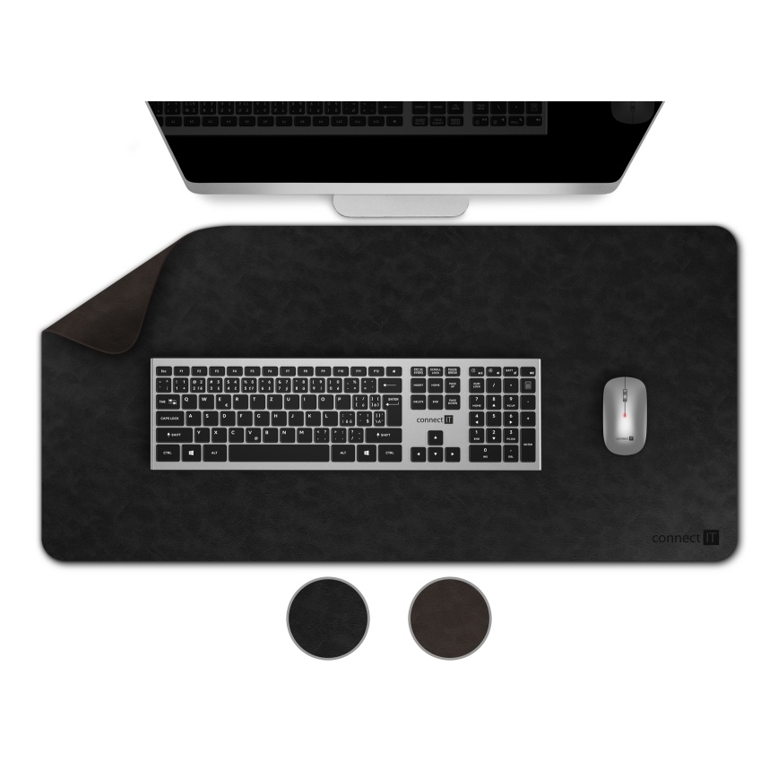 CONNECT IT CMP-4030-LG - Αμφίπλευρο υπόστρωμα για πληκτρολόγιο και ποντίκι 90x40 cm μαύρο/καφέ