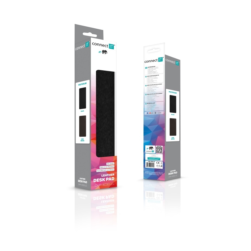 CONNECT IT CMP-4030-LG - Αμφίπλευρο υπόστρωμα για πληκτρολόγιο και ποντίκι 90x40 cm μαύρο/καφέ