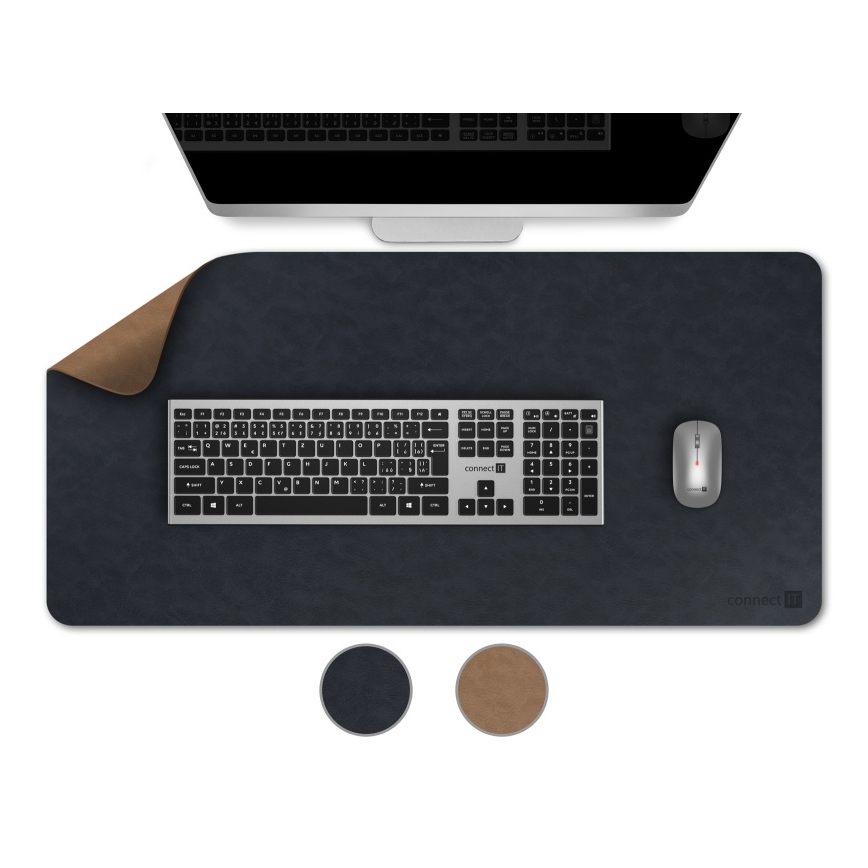 CONNECT IT CMP-4040-LG - Αμφίπλευρο υπόστρωμα για πληκτρολόγιο και ποντίκι 90x40 cm μπλε/καφέ