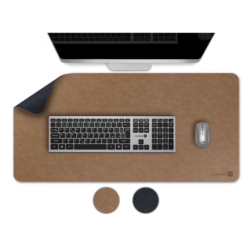 CONNECT IT CMP-4040-LG - Αμφίπλευρο υπόστρωμα για πληκτρολόγιο και ποντίκι 90x40 cm μπλε/καφέ