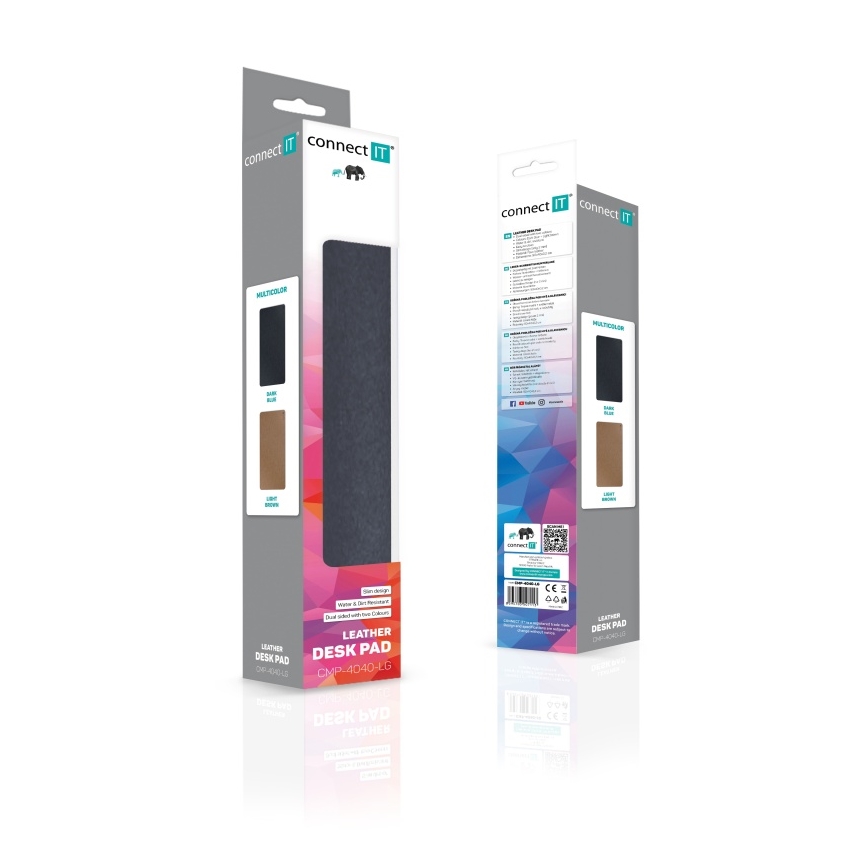 CONNECT IT CMP-4040-LG - Αμφίπλευρο υπόστρωμα για πληκτρολόγιο και ποντίκι 90x40 cm μπλε/καφέ
