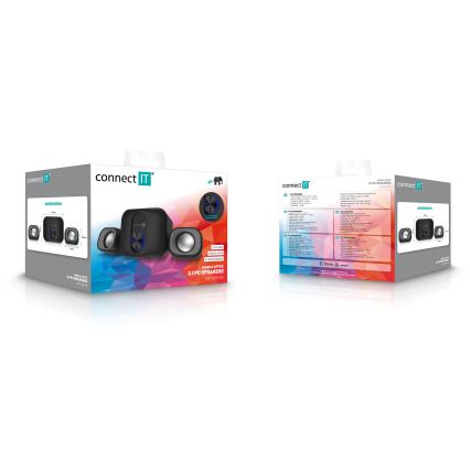 CONNECT IT CSP-2100-BK - LED Σετ ηχείων με subwoofer 11W/5V μαύρο