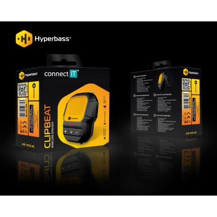 CONNECT IT HSP-1010-BK - Ασύρματο ηχείο με ενσωματωμένο μικρόφωνο ClipBEAT 2W/5V 560 mAh IPX7 μαύρο/κίτρινο