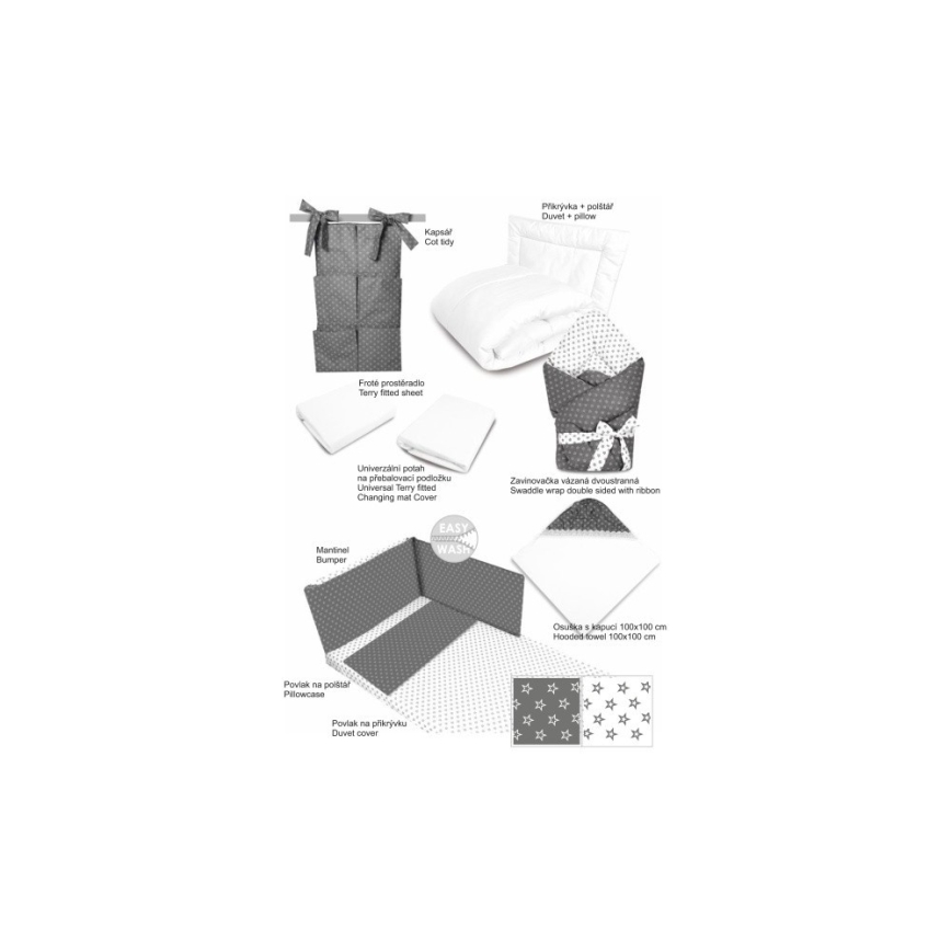 COSING - Σετ 10 τεμαχίων για νεογέννητα Sleeplease γκρι/λευκό