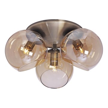 Cottex - Φωτιστικό οροφής CAPELLA 3xE14/40W/230V Ø 37 cm, καπνιστό/καφέ