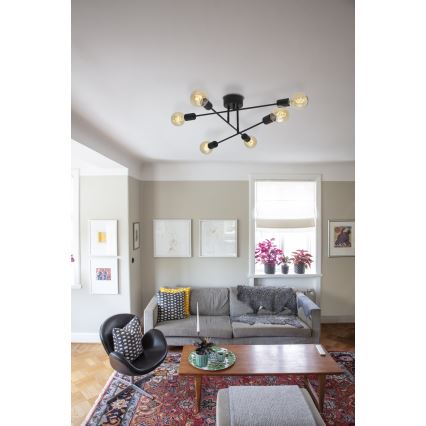 Cottex - Επιφανειακό φωτιστικό οροφής BATON 6xE27/60W/230V μαύρο