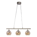 Cottex - Κρεμαστό φωτιστικό CAPELLA με καλώδιο 3xE14/40W/230V, καπνιστό/καφέ