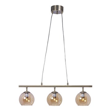 Cottex - Κρεμαστό φωτιστικό CAPELLA με καλώδιο 3xE14/40W/230V, καπνιστό/καφέ
