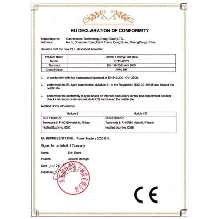 CTPL Αναπνευστήρας FFP2 NR / KN95 Σκούρο μπλε 20 τμχ