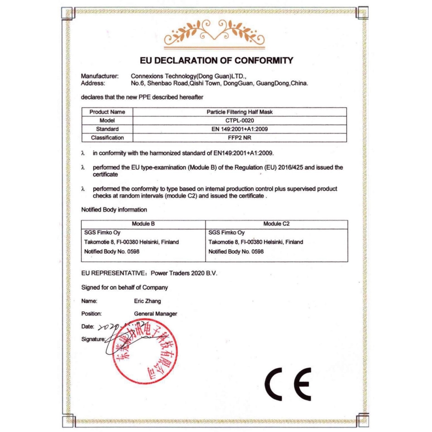 CTPL Αναπνευστήρας FFP2 NR / KN95 Ροζ 1 τμχ