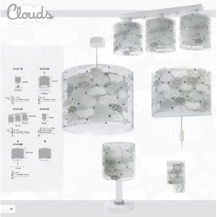 Dalber D-41411E - Παιδική επιτραπέζια λάμπα CLOUDS 1xE14/40W/230V