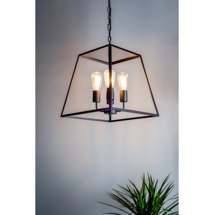 Där Lighting ACA8622 - Πολυέλαιος με αλυσίδα ACADEMY 4xE27/60W/230V μαύρο