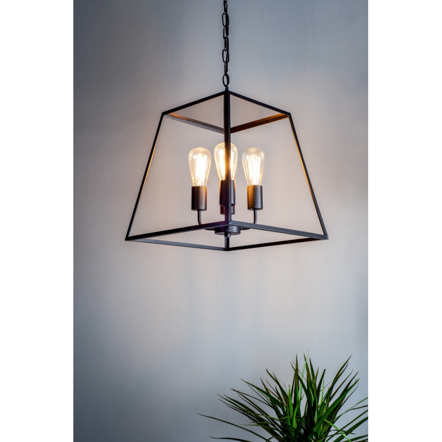 Där Lighting ACA8622 - Πολυέλαιος με αλυσίδα ACADEMY 4xE27/60W/230V μαύρο