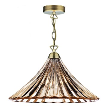 Där Lighting ARD866 - Κρεμαστό φωτιστικό ARDECHE με αλυσίδα 1xE27/60W/230V ορείχαλκος/καπνιστό καφέ
