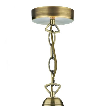 Där Lighting ARD866 - Κρεμαστό φωτιστικό ARDECHE με αλυσίδα 1xE27/60W/230V ορείχαλκος/καπνιστό καφέ