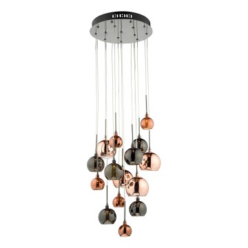Där Lighting AUR1564 - Κρεμαστό φωτιστικό με σύρμα AURELIA 15xG4/10W/230V μαύρο/χάλκινο