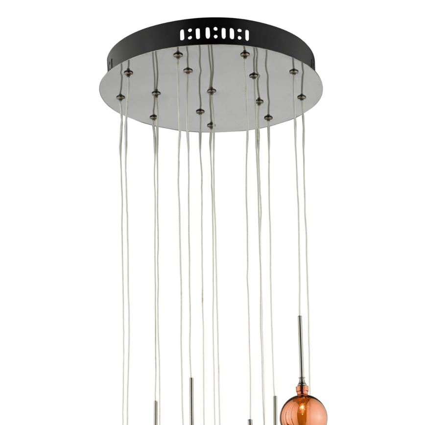 Där Lighting AUR1564 - Κρεμαστό φωτιστικό με σύρμα AURELIA 15xG4/10W/230V μαύρο/χάλκινο