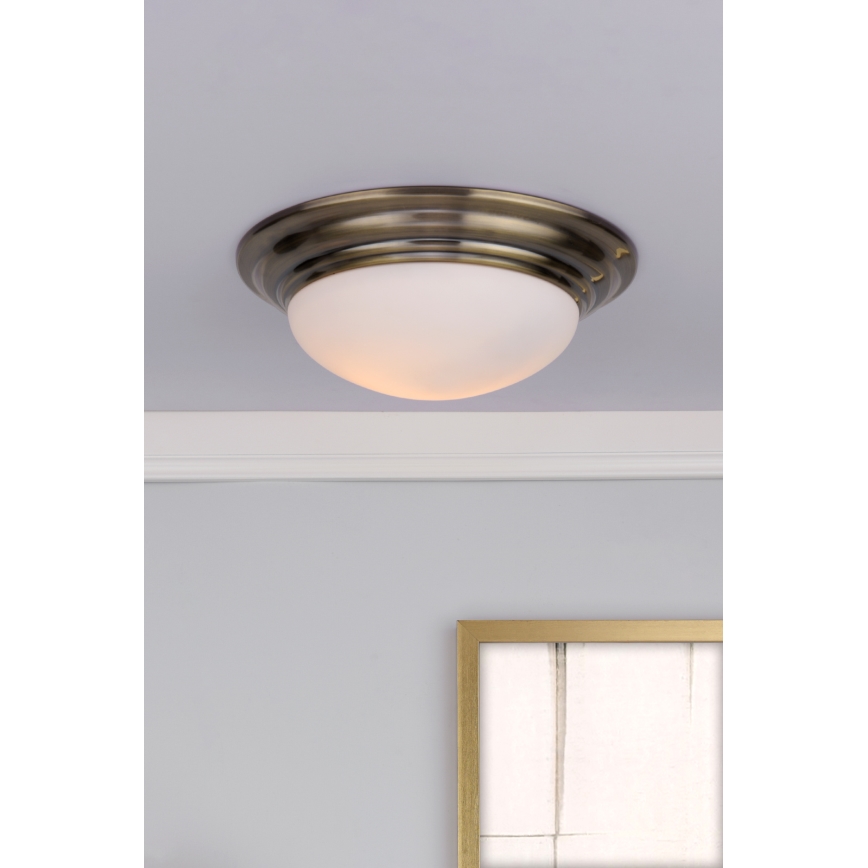 Där Lighting BAR5075 - Φωτιστικό οροφής για μπάνιο BARCLAY 1xE27/60W/230V, διάμ. 38 εκ., φινίρισμα ορείχαλκου