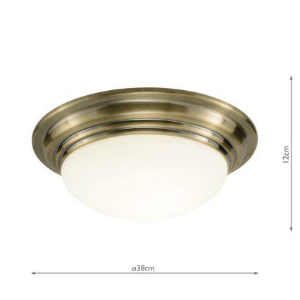 Där Lighting BAR5075 - Φωτιστικό οροφής για μπάνιο BARCLAY 1xE27/60W/230V, διάμ. 38 εκ., φινίρισμα ορείχαλκου