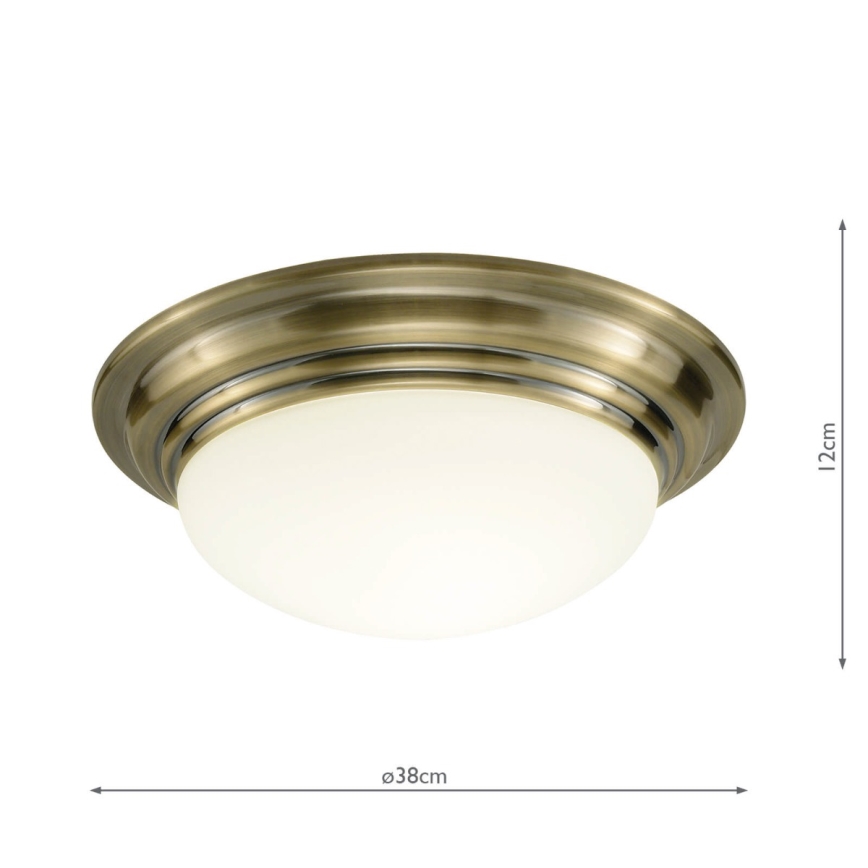 Där Lighting BAR5075 - Φωτιστικό οροφής για μπάνιο BARCLAY 1xE27/60W/230V, διάμ. 38 εκ., φινίρισμα ορείχαλκου
